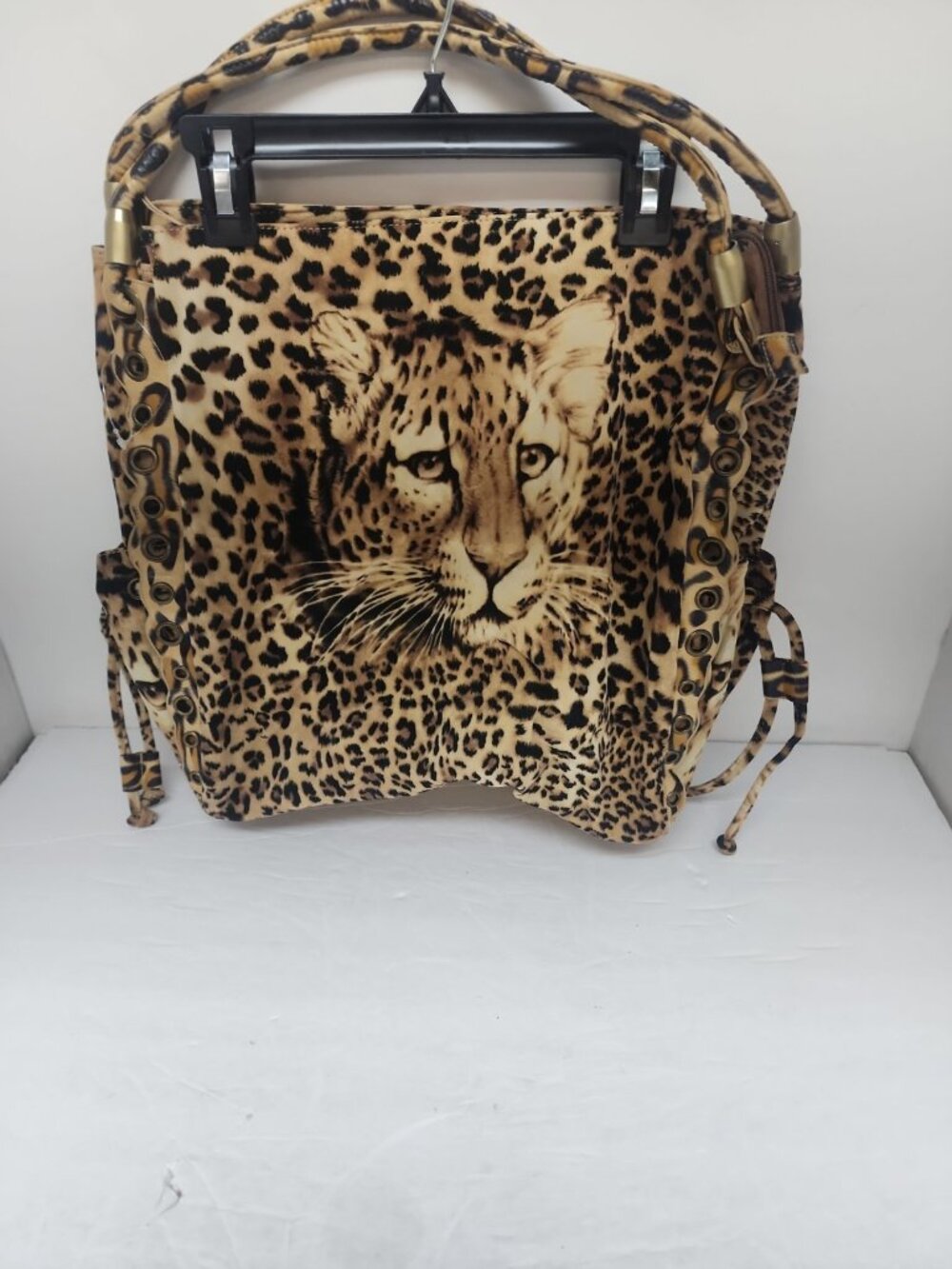 Leopard Print Zippered Lined Tote Bag Tan NWOT!!!